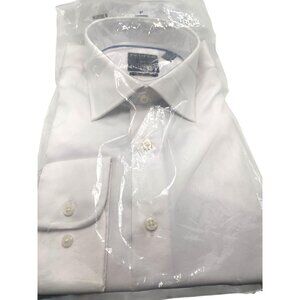 Proper Shirtings White Cotton Wrinkle-Free Contemporary Fit Dress Shirt M